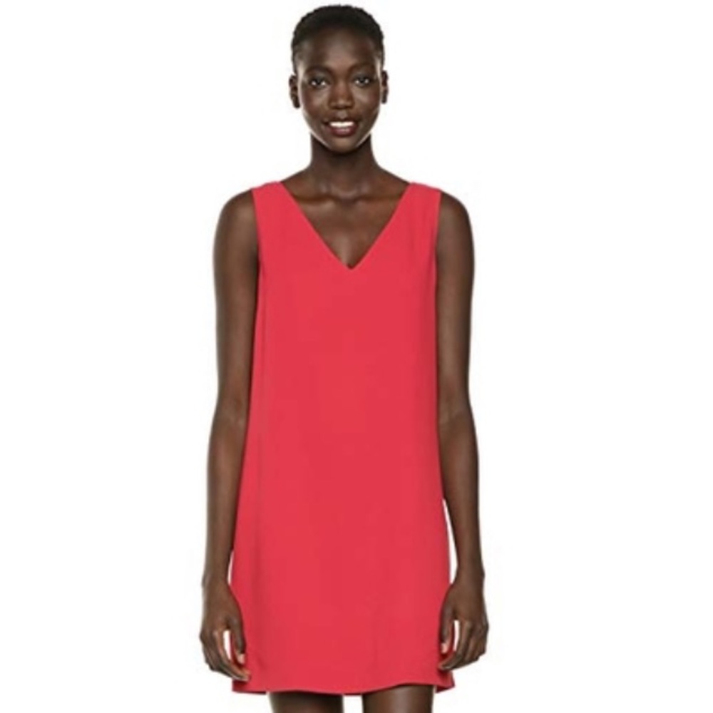 Theory v neck shift dress hot pink cranberry sz 2
